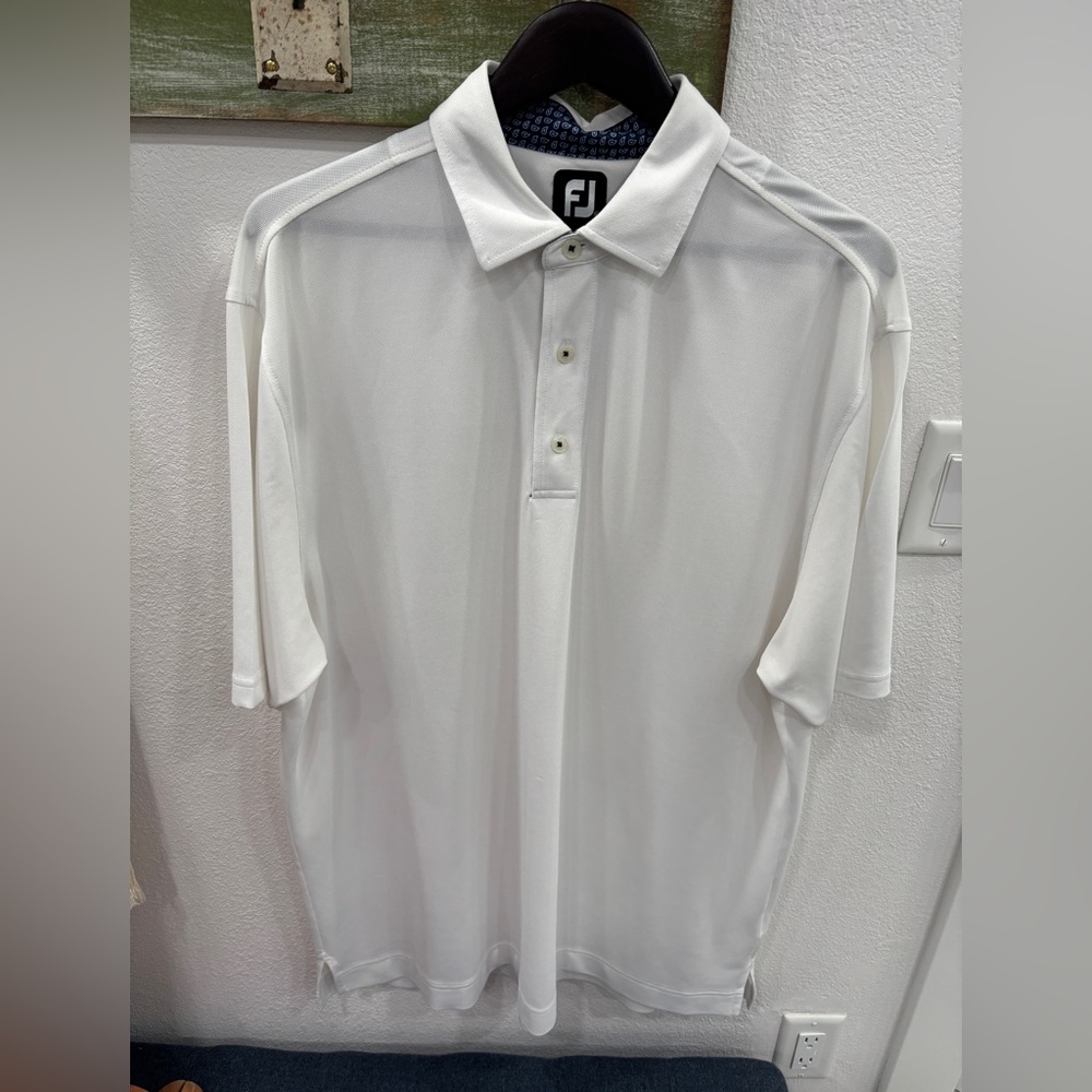 FootJoy White Polo Shirt with Textured Fabric
